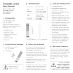 IR remote control User Manual