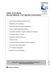 Index of Contents Service Manual