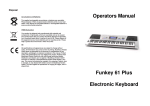 Operators Manual Funkey 61 Plus Electronic Keyboard