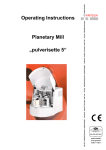 Operating Instructions Planetary Mill &bdquo;pulverisette 5&ldquo;