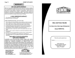 Summit Appliance SCR312L Use and Care Manual