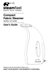 SteamFast SF-440W Use and Care Manual