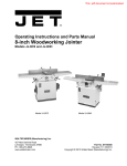 JET 708458K Use and Care Manual