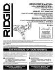 RIDGID ZRR71211 Use and Care Manual