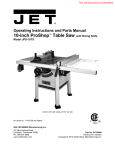 JET 708492K Use and Care Manual