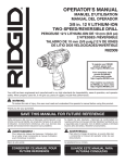 RIDGID ZRR92009 Use and Care Manual