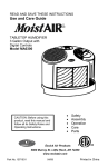 MoistAIR MA0300 Use and Care Manual