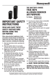 Honeywell HPA160 Use and Care Manual
