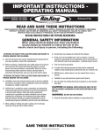 Air King ESB130SH Instructions / Assembly