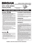 Broan QTRE110 Instructions / Assembly