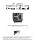 MaxxAir EC36D1 Use and Care Manual