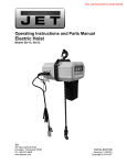 JET 311000 Use and Care Manual