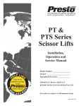 Presto Lifts PT-20 Use and Care Manual
