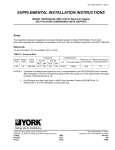 York SUPPLEMENTAL H4CE180A40 User's Manual