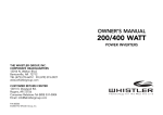 Whistler 200/400 WATT User's Manual