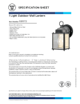 Westinghouse One-Light Outdoor Wall Lantern 6697200 Specification Sheet