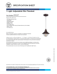 Westinghouse One-Light Adjustable Mini Pendant 6102700 Specification Sheet