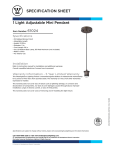 Westinghouse One-Light Adjustable Mini Pendant 6102400 Specification Sheet
