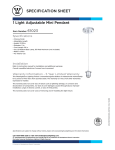 Westinghouse One-Light Adjustable Mini Pendant 6102300 Specification Sheet