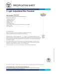 Westinghouse One-Light Adjustable Mini Pendant 6102200 Specification Sheet