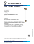 Westinghouse One-Light Adjustable Mini Pendant 6102100 Specification Sheet