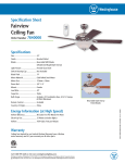 Westinghouse 52-Inch Specification Sheet