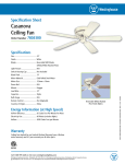 Westinghouse 52-Inch Specification Sheet