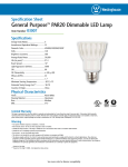 Westinghouse PAR20 Specification Sheet