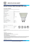 Westinghouse 6.8 Watt (Replaces 35 Watt) MR Dimmable LED Light Bulb 3303200 Specification Sheet