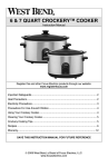 West Bend QUART CROCKERY 6 User's Manual