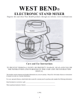 West Bend Mixer User's Manual