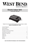 West Bend Electric Indoor Grill User's Manual