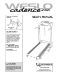 Weslo Treadmill WLTL34300 User's Manual