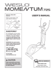 Weslo MOMENTUM WLEL7397.1 User's Manual