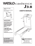 Weslo J3.8 WCTL34308.0 User's Manual