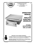 Wells Bulit-In Electric Griddles User's Manual