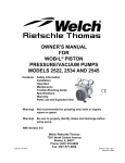 Welch's Water Pump 2522 User's Manual
