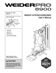 Weider PRO 8900 SYSTEM 14923 User's Manual
