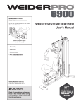 Weider PRO 6900 SYSTEM 14922 User's Manual