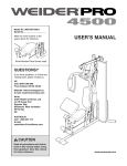 Weider WEEVSY3426 User's Manual