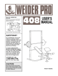 Weider WEBE2108 User's Manual