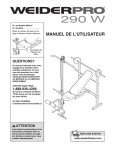 Weider PRO 290 W BENCH 30664 User's Manual
