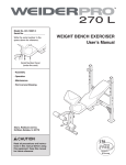Weider PRO 270 L BENCH 15907 User's Manual