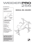 Weider PRO 256 BENCH 15999 User's Manual