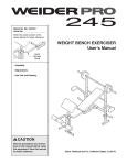 Weider PRO 245 BENCH 15679 User's Manual