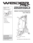 Weider PRO 2250 SYSTEM 15930 User's Manual