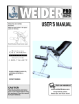 Weider PRO 125 BENCH 15046 User's Manual