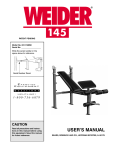 Weider 145 BENCH 15085 User's Manual