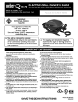 Weber Q" Series Portable Electric Grill 522001" Owner's Manual