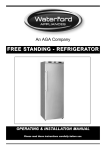 Waterford Appliances Free Standing Refrigerator User's Manual